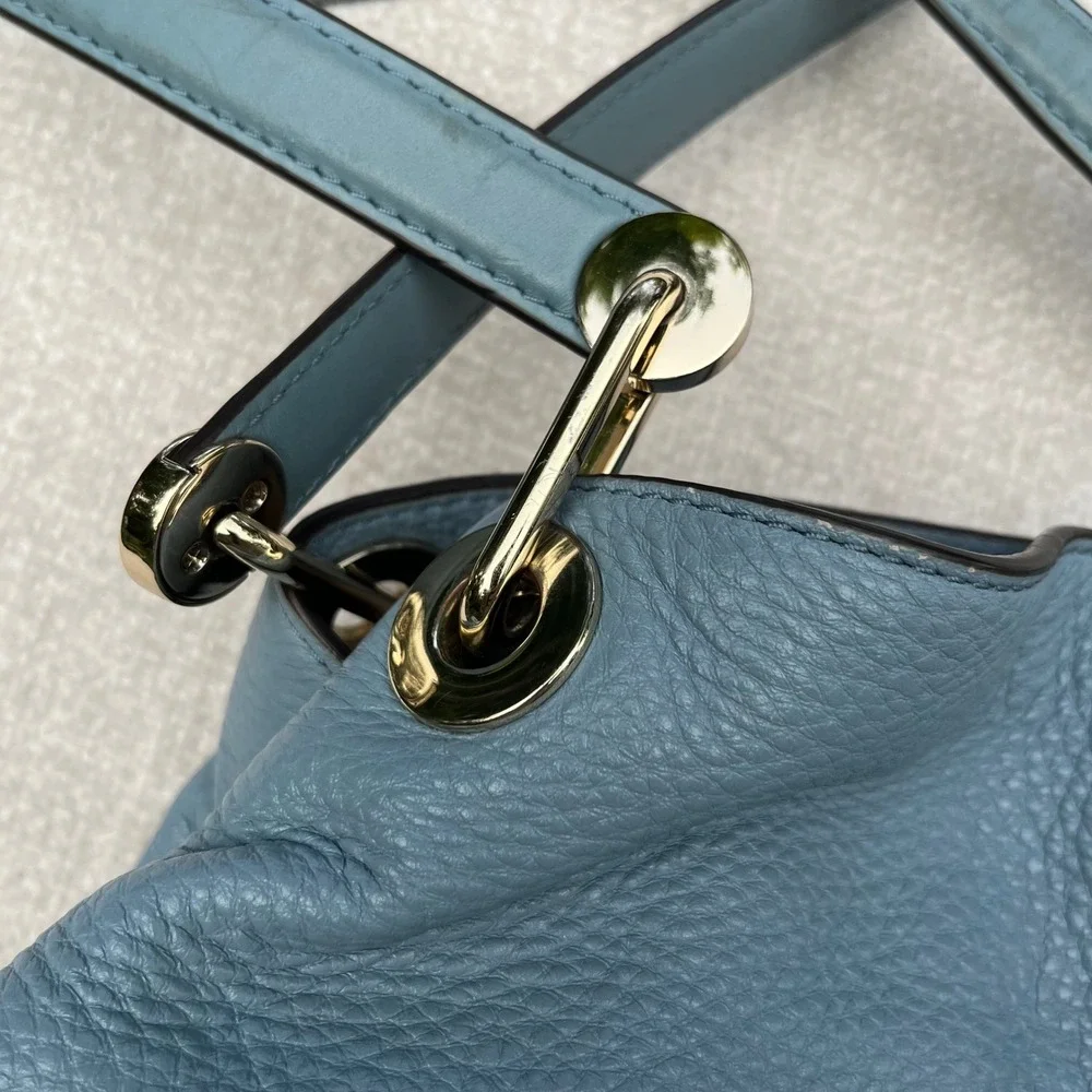 Michael Kors Raven Light Blue Pebbled Leather Shoulder Bag 30T8TRXE3L